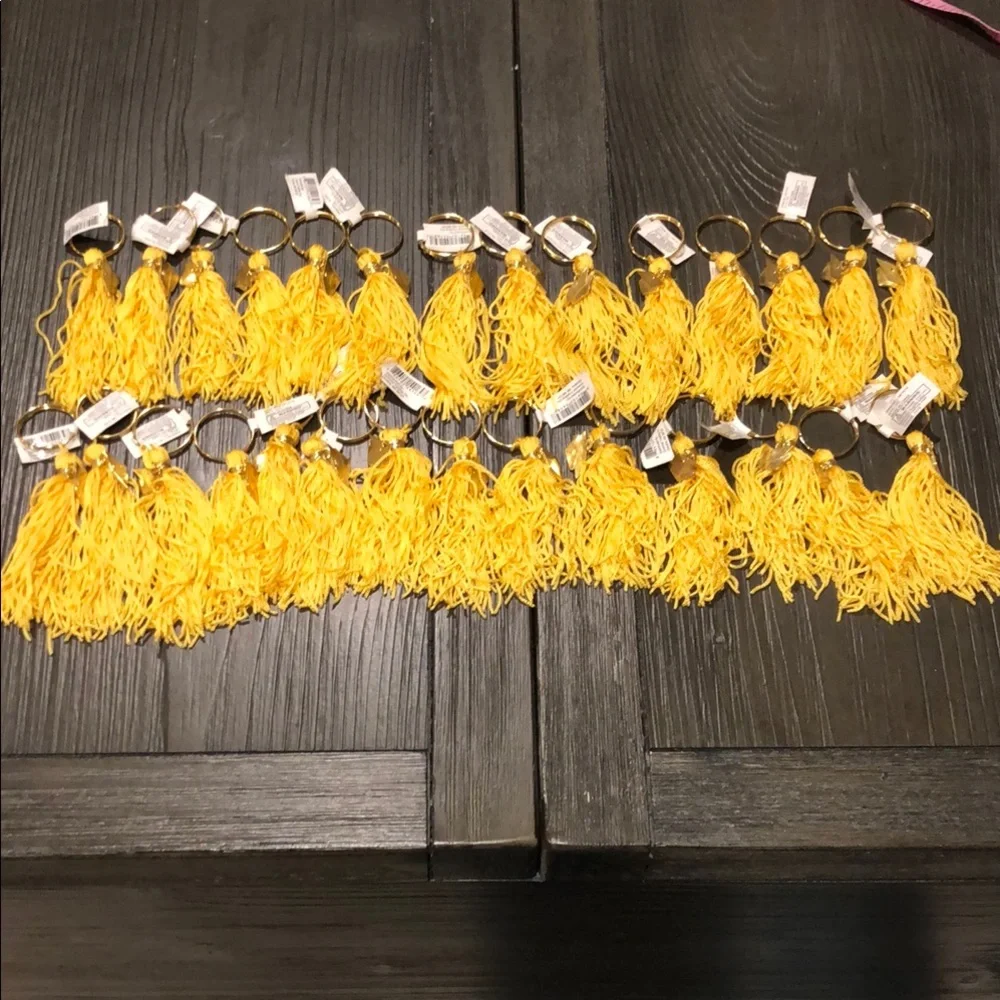 Yellow Tassel Keychains lot of 28